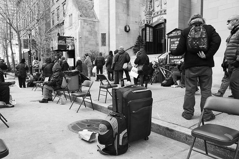 Soup Kitchen : St Luke's Lutheran Church : Hell's Kitchen : 2020 : Food Lines : Seventh Day Adventists Help the Needy : Streetlife : New York City : Times Square : Richard Moore : Photographer : Photojournalist
